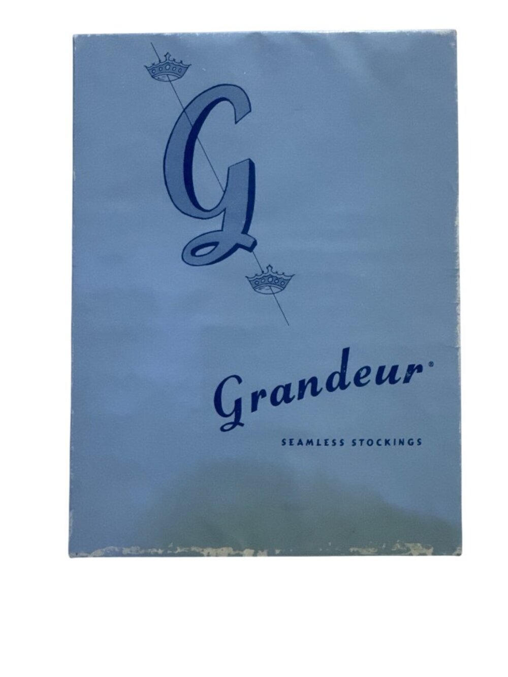 Grandeur Seamless Stockings Empty Box Blue Vintage Storage Home Decor Collectibl